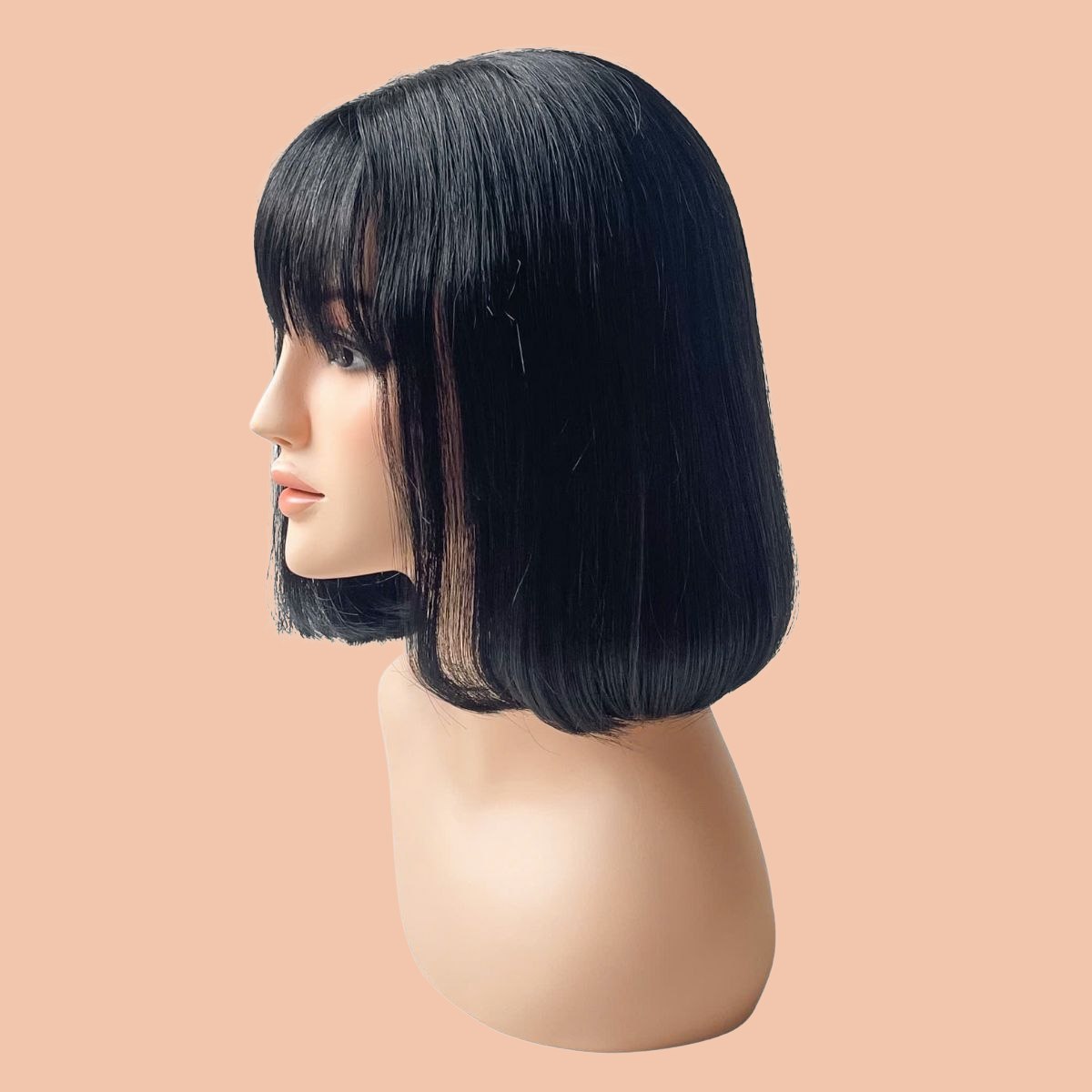 Short Bob Women's Wig with Thin Bangs Made from Real Hair| LILY - Image 2